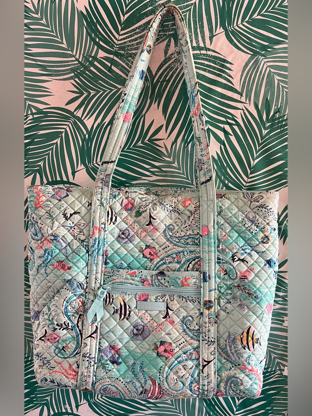 Vera Bradley Get carried away Quilted Sea Life Tote Bag in Aqua large